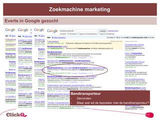 Zoekmachine marketing Everts in Google gezocht Bandtransporteur kopen Niet gevonden Bandtransporteur onderhouden Niet gevonden Bandtransporteur gebruiken Niet gevonden Bandtransporteur Gevonden Maar wat wil de bezoeker met de bandtransporteur? 