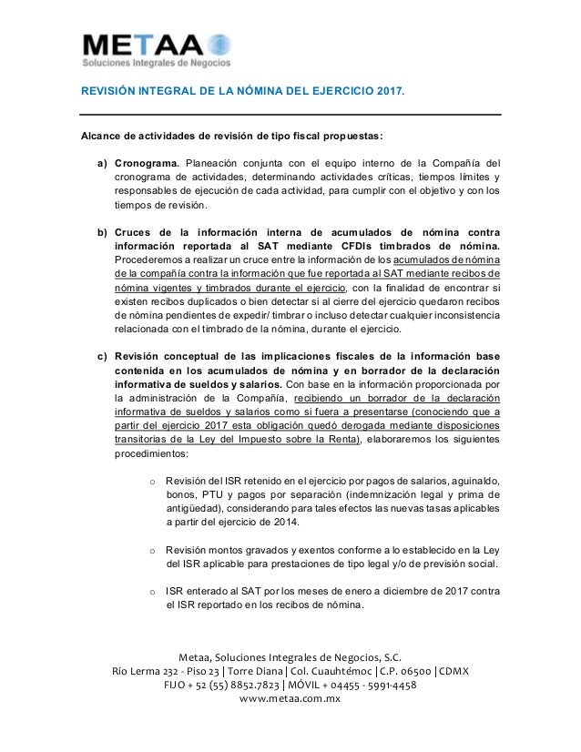 Metaa Revision Integral Nomina Del Ejercicio 17
