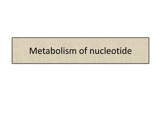 Metabolism of nucleotide
 