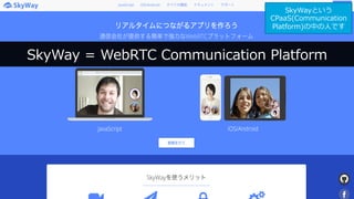 Copyright © NTT Communications Corporation. All rights reserved.
3
SkyWay = WebRTC Communication Platform
SkyWayという
CPaaS(...