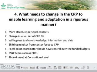 Learning oriented M&E System