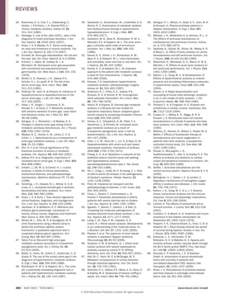 284 | MAY 2010 | voluMe 6 www.nature.com/nrneph
30. Bushinsky, D. A., Coe, F. L., Katzenberg, C.,
Szidon, J. P. & Parks, J. H. Arterial PCO2
in
chronic metabolic acidosis. Kidney Int. 22,
311–314 (1982).
31. rastegar, A. Use of the ΔAG/ΔHCO3
–
ratio in the
diagnosis of mixed acid-base disorders. J.Am.
Soc. Nephrol. 18, 2429–2431 (2007).
32. Kraut, J. A. & Madias, N. E. Serum anion gap:
its uses and limitations in clinical medicine. Clin.
J.Am. Soc. Nephrol. 2, 162–174 (2007).
33. Emmett, M. Anion-gap interpretation: the old and
the new. Nat. Clin. Pract. Nephrol. 2, 4–5 (2006).
34. Frohlich, J., Adam, W., Golbey, M. J. &
Bernstein, M. Decreased anion gap associated
with monoclonal and pseudomonoclonal
gammopathy. Can. Med.Assoc. J. 114, 231–232
(1976).
35. Winter, S. D., Pearson, J. r., Gabow, P. A.,
Schultz, A. L. & Lepoff, r. B. The fall of the
serum anion gap. Arch. Intern. Med. 150,
311–313 (1990).
36. Feldman, M., Soni, N. & Dickson, B. influence of
hypoalbuminemia or hyperalbuminemia on the
serum anion gap. J. Lab. Clin. Med. 146,
317–320 (2005).
37. Oster, J. r., Singer, i., Contreras, G. N.,
Ahmad, H. i. & Vieira, C. F. Metabolic acidosis
with extreme elevation of anion gap: case report
and literature review. Am. J. Med. Sci. 317,
38–49 (1999).
38. Adrogue, H. J., Brensilver, J. & Madias, N. E.
Changes in plasma anion gap during chronic
metabolic acid-base disturbances. Am. J. Physiol.
235, F291–F297 (1978).
39. Madias, N. E., Homer, S. M., Johns, C. A. &
Cohen, J. J. Hypochloremia as a consequence of
anion gap metabolic acidosis. J. Lab. Clin. Med.
104, 15–23 (1984).
40. Kim, H. Y. et al. Clinical significance of the
fractional excretion of anions in metabolic
acidosis. Clin. Nephrol. 55, 448–452 (2001).
41. Gabow, P. A. et al. Diagnostic importance of
increased serum anion gap. N. Engl. J. Med. 303,
854–858 (1980).
42. Uribarri, J., Oh, M. S. & Carroll, H. J. d-Lactic
acidosis: a review of clinical presentation,
biochemical features, and pathophysiologic
mechanisms. Medicine (Baltimore) 77, 73–82
(1998).
43. Schelling, J. r., Howard, r. L., Winter, S. D. &
Linas, S. L. increased osmolal gap in alcoholic
ketoacidosis and lactic acidosis. Ann. Intern.
Med. 113, 580–582 (1990).
44. Kraut, J. A. & Kurtz, i. Toxic alcohol ingestions:
clinical features, diagnosis, and management.
Clin. J.Am. Soc. Nephrol. 3, 208–225 (2008).
45. Jacobsen, D. & McMartin, K. E. Methanol and
ethylene glycol poisonings: mechanism of
toxicity, clinical course, diagnosis and treatment.
Med.Toxicol. 1, 309–334 (1986).
46. Winter, M. L., Ellis, M. D. & Snodgrass, W. r.
Urine fluorescence using a Wood’s lamp to
detect the antifreeze additive sodium
fluorescein: a qualitative adjunctive test in
suspected ethylene glycol ingestions. Ann.
Emerg. Med. 19, 663–667 (1990).
47. Tailor, P. et al. recurrent high anion gap
metabolic acidosis secondary to 5-oxoproline
(pyroglutamic acid). Am. J. Kidney Dis. 46,
E4–E10 (2005).
48. Batlle, D., Hizon, M., Cohen, E., Gutterman, C. &
Gupta, r. The use of the urinary anion gap in the
diagnosis of hyperchloremic metabolic acidosis.
N. Engl. J. Med. 318, 594–599 (1988).
49. richardson, r. M. A. & Halperin, M. L. The urine
pH: a potentially misleading diagnostic test in
patients with hyperchloremic metabolic acidosis.
Am. J. Kidney Dis. 10, 140–143 (1987).
50. Sebastian, A., Schambelan, M., Lindenfeld, S. &
Morris, r. C. Amelioration of metabolic acidosis
with fludrocortisone therapy in hyporeninemic
hypoaldosteronism. N. Engl. J. Med. 297,
576–583 (1977).
51. Goldstein, M. B., Bear, r., richardson, r. M. A.,
Marsden, P. A. & Halperin, M. L. The urine anion
gap a clinically useful index of ammonium
excretion. Am. J. Med. Sci. 292, 198–202
(1986).
52. Kamel, K. S., Ethier, J. H., richardson, r. M.,
Bear, r. A. & Halperin, M. L. Urine electrolytes
and osmolality: when and how to use them. Am.
J. Nephrol. 10, 89–102 (1990).
53. Kamel, K. S. & Halperin, M. L. An improved
approach to the patient with metabolic acidosis:
a need for four amendments. J. Nephrol. 19,
S76–S85 (2006).
54. Dubose, T. D. Hyperkalemic hyperchloremic
metabolic acidosis: pathophysiologic insights.
Kidney Int. 51, 591–602 (1997).
55. Anderson, r. J., Potts, D. E., Gabow, P. A.,
rumack, B. H. & Schrier, r. W. Unrecognized
adult salicylate intoxication. Ann. Intern. Med.
85, 745–748 (1976).
56. Arbour, r. & Esparis, B. Osmolar gap metabolic
acidosis in a 60-year-old man treated for
hypoxemic respiratory failure: propylene glycol
toxicity caused by escalating lorazepam infusion.
Chest 118, 545–546 (2000).
57. Fenves, A. Z., Kirkpatrick, H. M., Patel, V. V.,
Sweetman, L. & Emmett, M. increased anion
gap metabolic acidosis as a result of
5-oxoproline (pyroglutamic acid): a role for
acetaminophen. Clin. J.Am. Soc. Nephrol. 1,
441–447 (2006).
58. Chan, J. C. M., Asch, M. J., Lin, S. & Hays, D. M.
Hyperalimentation with amino acid and casein
hydrolysate solutions: mechanism of acidosis.
JAMA 220, 1700–1705 (1972).
59. Chang, S. S. et al. Mutations in subunits of the
epithelial sodium channel cause salt wasting
with hyperkalaemic acidosis,
pseudohypoaldosteronism type 1. Nat. Genet.
12, 248–253 (1996).
60. Xie, J., Craig, L., Cobb, M. H. & Huang, C. L. role
of with-no-lysine [K] kinases in the pathogenesis
of Gordon’s syndrome. Pediatr. Nephrol. 21,
1231–1236 (2006).
61. Field, M. intestinal ion transport and the
pathophysiology of diarrhea. J. Clin. Invest. 111,
931–943 (2003).
62. Cieza, J., Sovero, Y., Estremadoyro, L. &
Dumler, F. Electrolyte disturbances in elderly
patients with severe diarrhea due to cholera.
J.Am. Soc. Nephrol. 6, 1463–1467 (1995).
63. igarashi, T., Sekine, T., inatomi, J. & Seki, G.
Unraveling the molecular pathogenesis of
isolated proximal renal tubular acidosis. J.Am.
Soc. Nephrol. 13, 2171–2177 (2002).
64. Laing, C. M., Toye, A. M., Capasso, G. &
Unwin, r. J. renal tubular acidosis: developments
in our understanding of the molecular basis. Int.
J. Biochem. Cell. Biol. 37, 1151–1161 (2005).
65. Pessler, F. et al. The spectrum of renal tubular
acidosis in paediatric Sjogren syndrome.
Rheumatology 45, 85–91 (2006).
66. Simpson, A. M. & Schwartz, G. J. Distal renal
tubular acidosis with severe hypokalaemia
probably caused by colonic H+
-K+
-ATPase
deficiency. Arch. Dis. Child. 84, 504–507 (2001).
67. Hall, M. C., Koch, M. O. & McDougal, W. S.
Metabolic consequences of urinary diversion
through intestinal segments. Urol. Clin. North
Am. 18, 725–735 (1991).
68. Streicher, H. Z., Gabow, P. A., Moss, A. H., Kono, D.
& Kaehny, W. D. Syndromes of toluene sniffing in
adults. Ann. Intern. Med. 94, 758–762 (1981).
69. Adrogue, H. J., Wilson, H., Boyd, A. E., Suki, W. N.
& Eknoyan, G. Plasma acid-base patterns in
diabetic ketoacidosis. N. Engl. J. Med. 307,
1603–1610 (1982).
70. Mitchell, J. H., Wildenthal, K. & Johnson, r. L. Jr.
The effects of acid-base disturbances on
cardiovascular and pulmonary function. Kidney
Int. 1, 375–389 (1972).
71. Teplinsky, K., Otoole, M., Olman, M., Walley, K. r.
& Wood, L. D. Effect of lactic acidosis on canine
hemodynamics and left ventricular function. Am.
J. Physiol. 258, H1193–H1199 (1990).
72. Wildenthal, K., Mierzwiak, D. S., Myers, r. W. &
Mitchell, J. H. Effects of acute lactic acidosis on
left ventricular performance. Am. J. Physiol. 214,
1352–1359 (1968).
73. Kellum, J. A., Song, M. C. & Venkataraman, r.
Effects of hyperchloremic acidosis on arterial
pressure and circulating inflammatory molecules
in experimental sepsis. Chest 125, 243–248
(2004).
74. Davies, A. O. rapid desensitization and
uncoupling of human beta adrenergic receptors
in an in vitro model of lactic acidosis. J. Clin.
Endocrinol. Metab. 59, 398–404 (1984).
75. Orchard, C. H. & Cingolani, H. E. Acidosis and
arrhythmias in cardiac muscle. Cardiovasc. Res.
28, 1312–1319 (1994).
76. Cooper, D. J., Walley, K. r., Wiggs, B. r. &
russell, J. A. Bicarbonate does not improve
hemodynamics in critically ill patients who have
lactic acidosis. Ann. Intern. Med. 112, 492–498
(1990).
77. Mathieu, D., Neviere, r., Billard, V., Fleyfel, M. &
Wattel, F. Effects of bicarbonate therapy on
hemodynamics and tissue oxygenation in
patients with lactic acidosis: a prospective,
controlled clinical study. Crit. Care Med. 19,
1352–1356 (1991).
78. Khazel, A., McLaughlin, J. S.,
Suddhimonadala, C., Atar, S. & Cowley, r. A. The
effects of acidosis and alkalosis on cardiac
output and peripheral resistance in humans. Am.
Surg. 35, 600–605 (1969).
79. Seifter, J. Acid base disturbances and the
central nervous system. Nephrol. Rounds 3, 1–6
(2005).
80. Bellingham, A. J., Detter, J. C. & Lenfant, C.
regulatory mechanisms of hemoglobin oxygen
affinity in acidosis and alkalosis. J. Clin. Invest.
50, 700–706 (1971).
81. Kellum, J. A., Song, M. C. & Li, J. Y. Science
review: extracellular acidosis and the immune
response: clinical and physiologic implications.
Crit. Care 8, 331–336 (2004).
82. Lardner, A. The effects of extracellular pH on
immune function. J. Leukoc. Biol. 69, 522–530
(2001).
83. Cuthbert, C. & Alberti, K. G. Acidemia and insulin
resistance in the diabetic ketoacidotic rat.
Metabolism 27, 1903–1916 (1978).
84. Halperin, F. A., Cheema-Dhadli, S., Chen, C. B. &
Halperin, M. i. Alkali therapy extends the period
of survival during hypoxia: studies in rats. Am.
J. Physiol. 271, r381–r387 (1996).
85. Kubasiak, L. A., Hernandez, O. M.,
Bishopric, N. H. & Webster, K. A. Hypoxia and
acidosis activate cardiac myocyte death through
the Bcl-2 family protein BNiP3. Proc. Natl Acad.
Sci. USA 99, 12825–12830 (2002).
86. Kovesdy, C. P., Anderson, J. E. & Kalantar-
Zadeh, K. Association of serum bicarbonate
levels with mortality in patients with
non-dialysis-dependent CKD. Nephrol. Dial.
Transplant. 24, 1232–1237 (2009).
87. Kraut, J. A. Disturbances of acid-base balance
and bone disease in end-stage renal disease.
Semin. Dial. 13, 261–265 (2000).
REviEws
© 20 Macmillan Publishers Limited. All rights reserved10
 