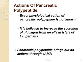 Metabolic effect of pancreatic hormones,insulin glucagon and PPP(PANCREATIC POLY PEPTIDE)