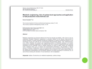 Metabolic engineering