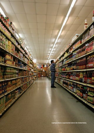 52
A glimpse down a supermarket aisle in the United States.
 