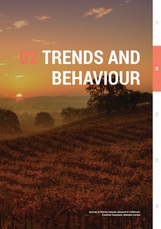 02 TRENDS AND
BEHAVIOUR
0102030405
Sunrise in Peachy Canyon vineyard in California.
Creative Commons: Malcolm Carlaw
 