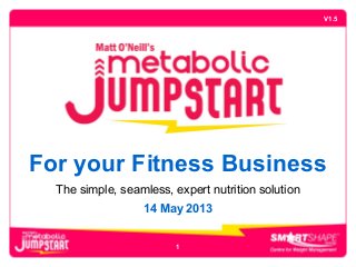 For your Fitness Business
The simple, seamless, expert nutrition solution
14 May 2013
V1.5
1
 