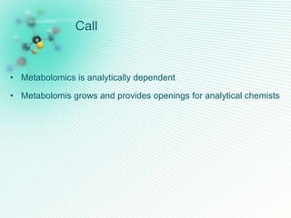 Call
• Metabolomics is analytically dependent
• Metabolomis grows and provides openings for analytical chemists
 