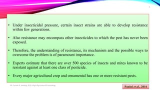 Re4sitance Development Insects Metabolic resistance mechanism in insects | PPTX