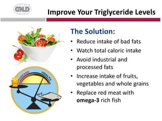 What Can You Do?Lifestyle changesDietary changesImprove your biomarkers of risk:Maintain healthy blood sugar levelsLower your BMIImprove your triglyceride levelsLower the ‘bad’ cholesterolImprove your blood pressure