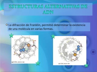 La difracción de Franklin, permitió determinar la existencia
de una molécula en varias formas.
 