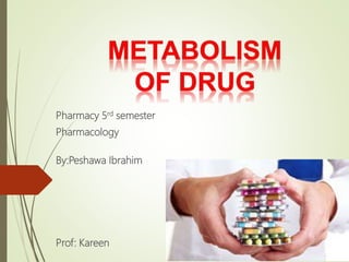 Pharmacy 5rd semester
Pharmacology
By:Peshawa Ibrahim
Prof: Kareen
 