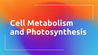 Cell Metabolism
and Photosynthesis
 