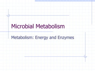 Microbial Metabolism
Metabolism: Energy and Enzymes
 