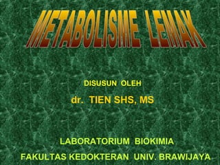 DISUSUN OLEH

         dr. TIEN SHS, MS



       LABORATORIUM BIOKIMIA
                                  1
FAKULTAS KEDOKTERAN UNIV. BRAWIJAYA
 