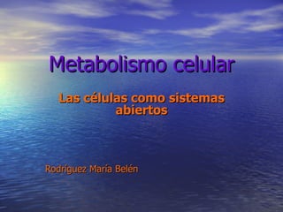 Metabolismo celular Las células como sistemas abiertos Rodríguez María Belén 