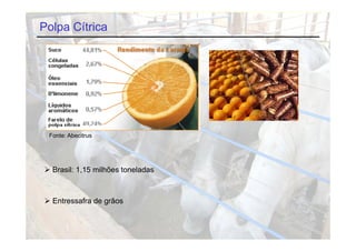 Polpa Cítrica




 Fonte: Abecitrus




 Brasil: 1,15 milhões toneladas



 Entressafra de grãos
 