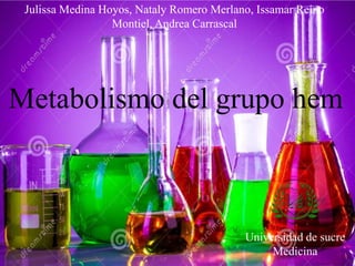 Julissa Medina Hoyos, Nataly Romero Merlano, Issamar Reino
Montiel, Andrea Carrascal

Metabolismo del grupo hem

Universidad de sucre
Medicina

 