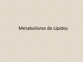 Metabolismo de Lípidos
 