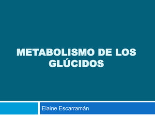 METABOLISMO DE LOS
GLÚCIDOS
Elaine Escarramán
 