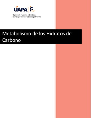 Diplomado Nutrición y Dietética Dra. Diana Paulino
Nutrióloga Clínica / Obesologa Dietista
1
Metabolismo de los Hidratos de
Carbono
 