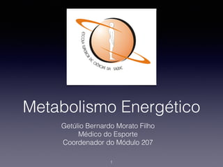 Metabolismo Energético
Getúlio Bernardo Morato Filho
Médico do Esporte
Coordenador do Módulo 207
1
 