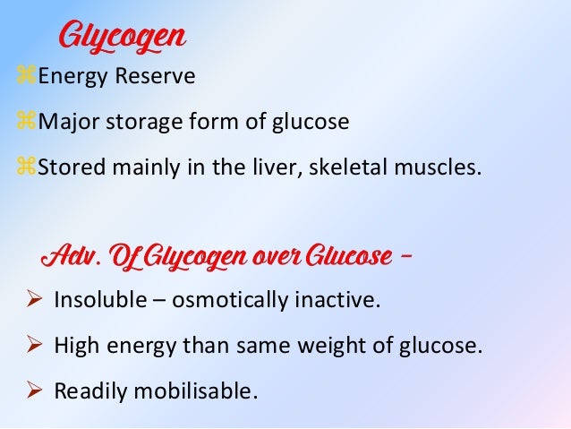 metabolism of glycogen main storage form of glucose