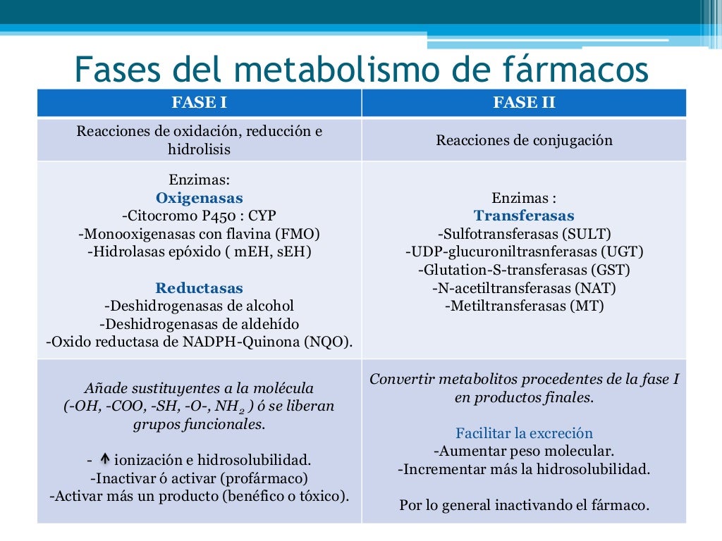 Metabolismo De Farmacos Fase 1 Y 2