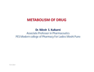 Dr. Nilesh S. Kulkarni
Associate Professor in Pharmaceutics
PES Modern college of Pharmacy For Ladies Moshi Pune
9/21/2021
 