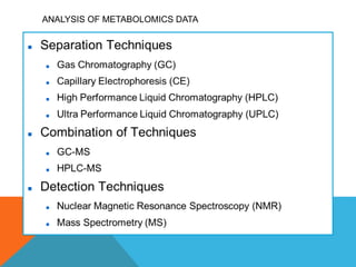 ANALYSIS OF METABOLOMICS DATA
 