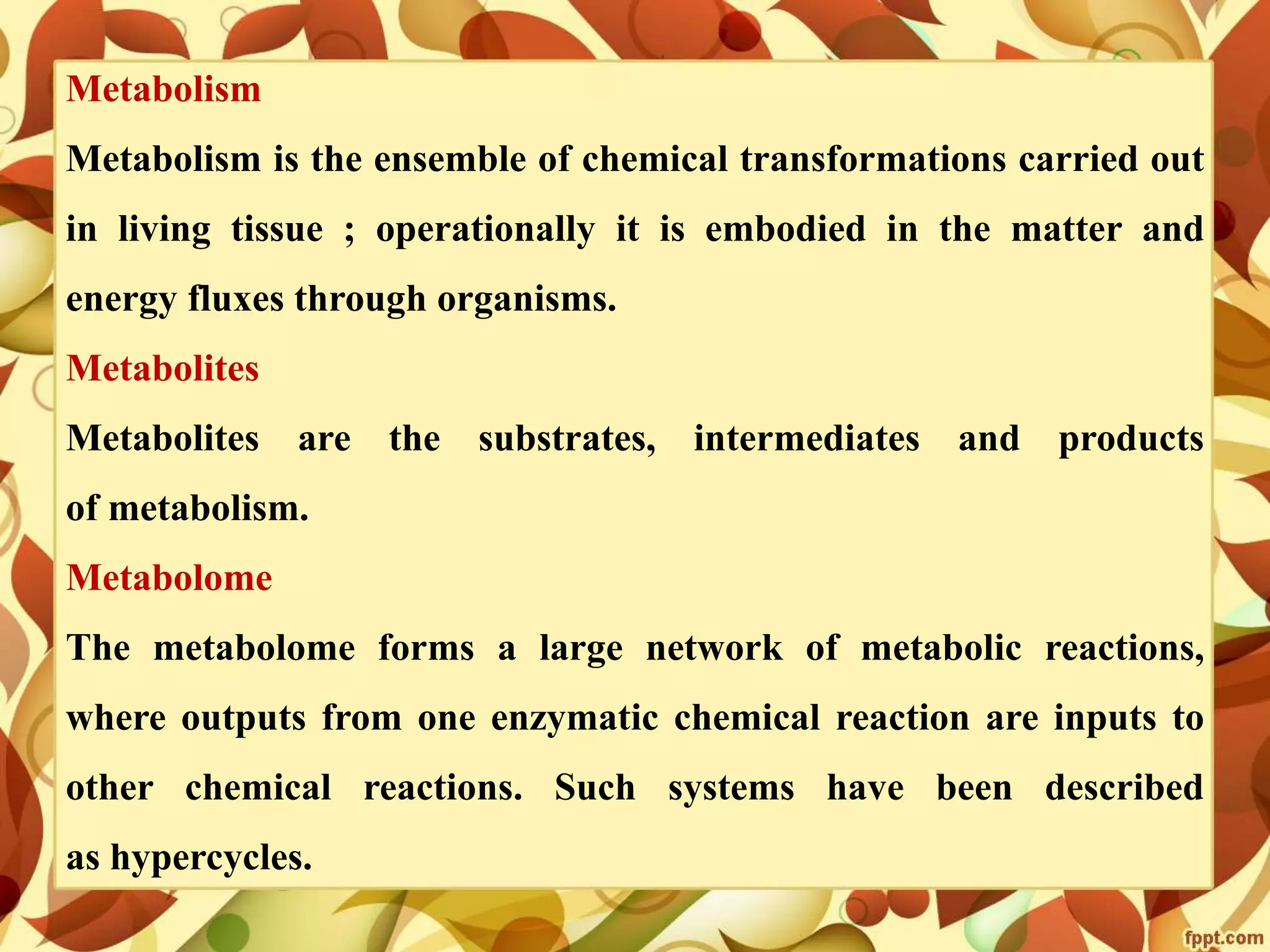 Metabolomics- concepts and applications