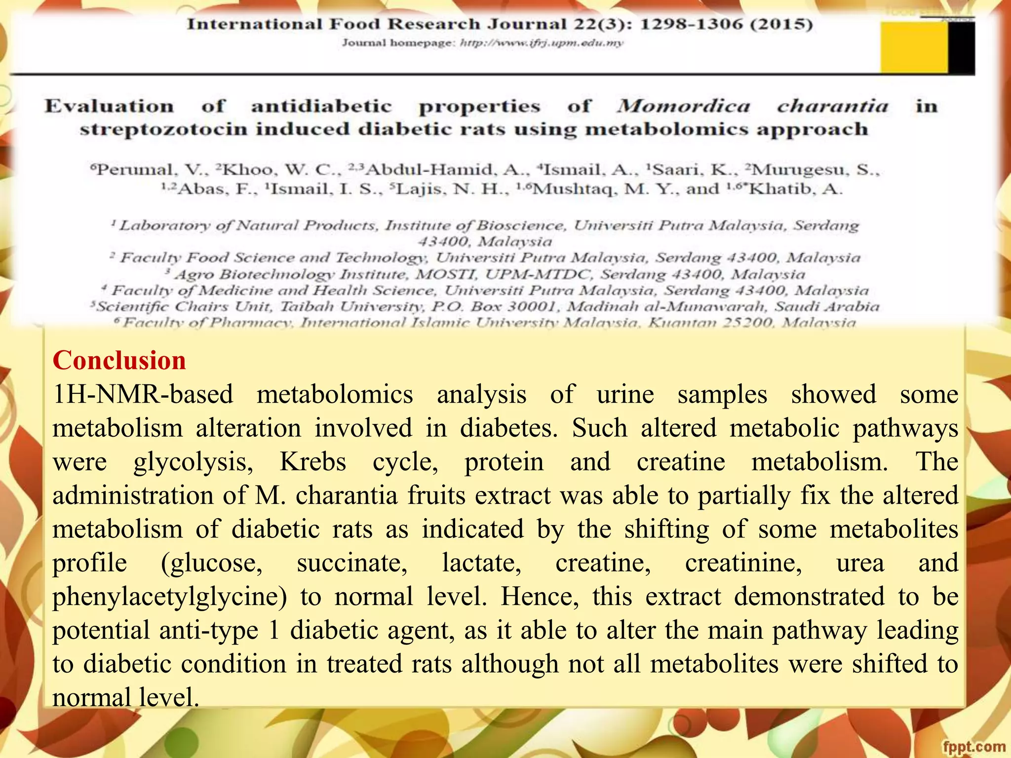 Metabolomics- concepts and applications