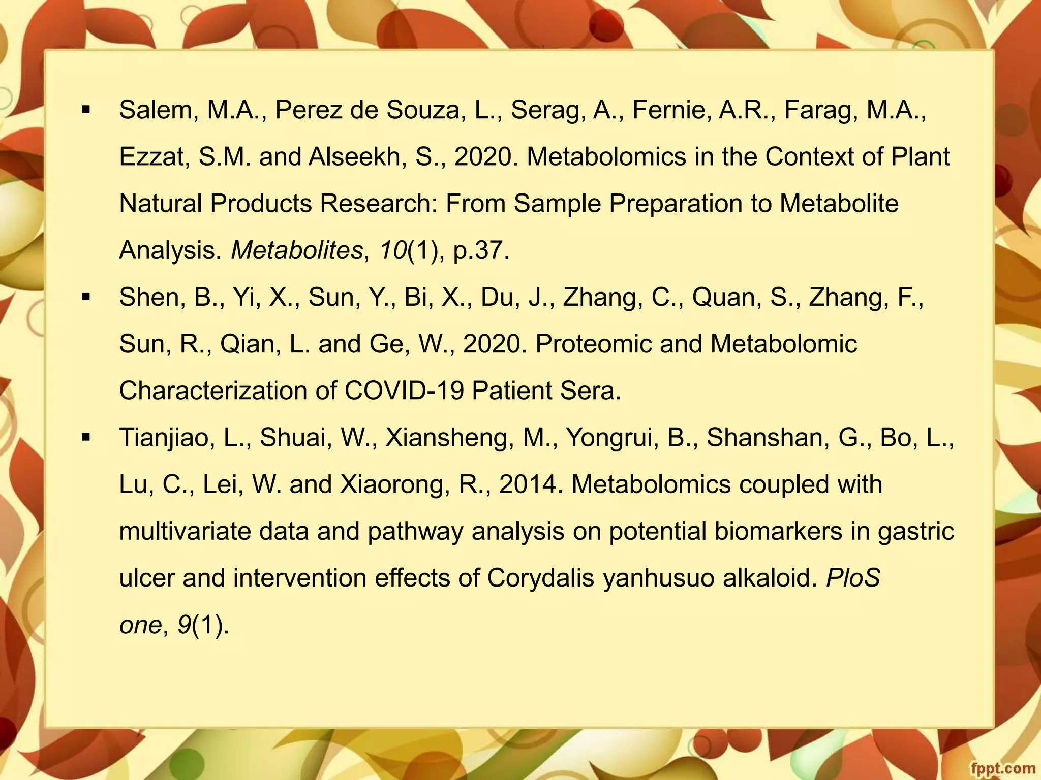 Metabolomics- concepts and applications