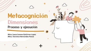 Metacognición
Dimensiones
Proceso y ejecución
Mtra. Laura Ivonne Gutiérrez López
Mtra. Verónica Hernández Ponce
 