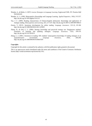 Metacognition and second or foreign language learning | PDF
