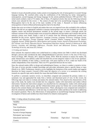 Metacognition and second or foreign language learning | PDF