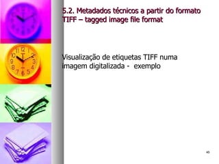 5.2. Metadados técnicos a partir do formato TIFF – tagged image file format Visualização de etiquetas TIFF numa imagem digitalizada -  exemplo 