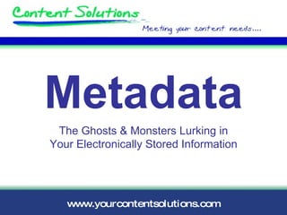 Metadata The Ghosts & Monsters Lurking in Your Electronically Stored Information 