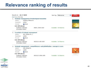 Relevance ranking of results  