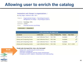 Allowing user to enrich the catalog Book suggestion 