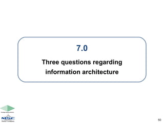 7.0 Three questions regarding information architecture 