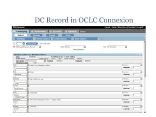 DC Record in OCLC Connexion 
