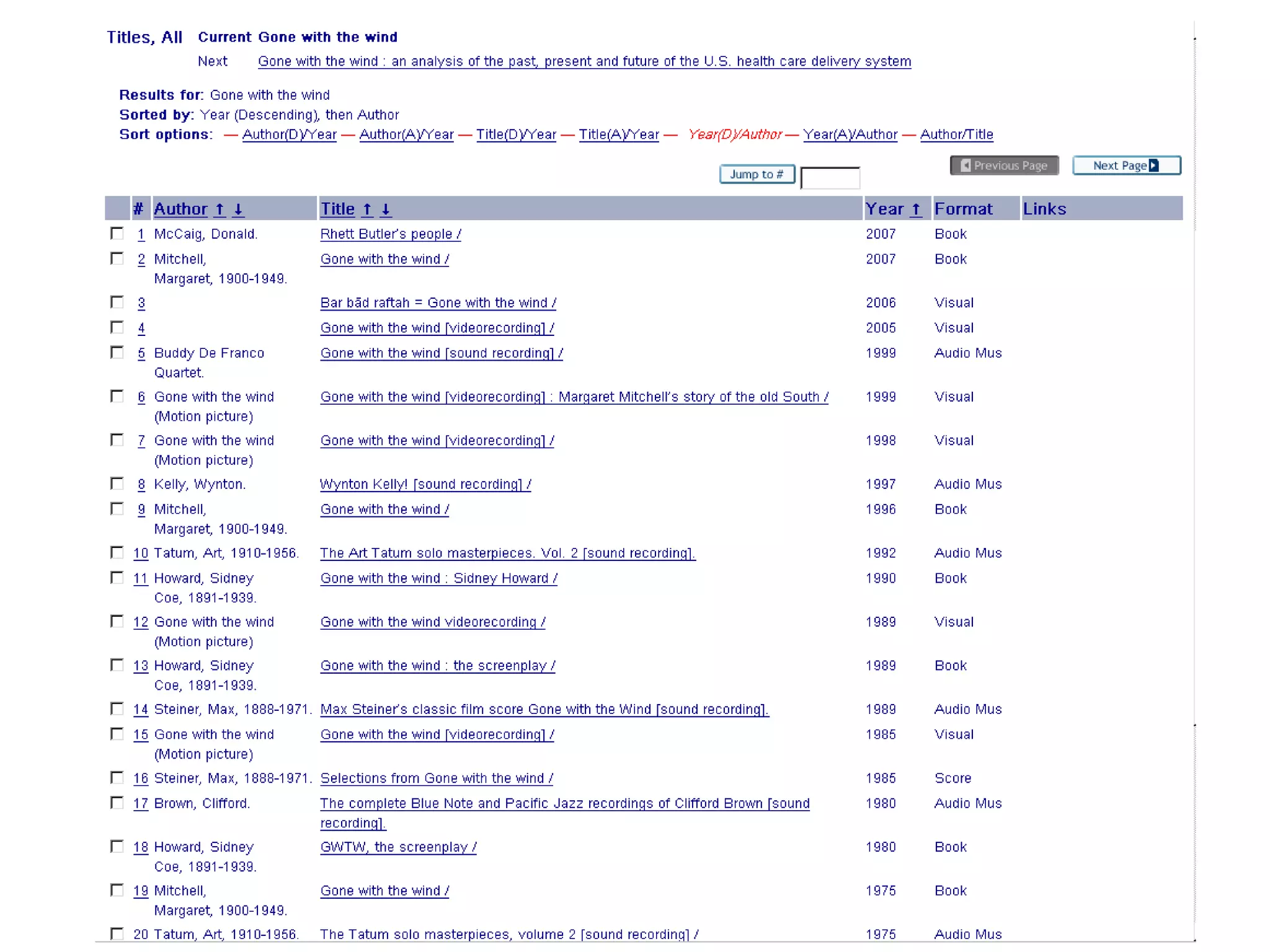 Traditional OPAC Display 