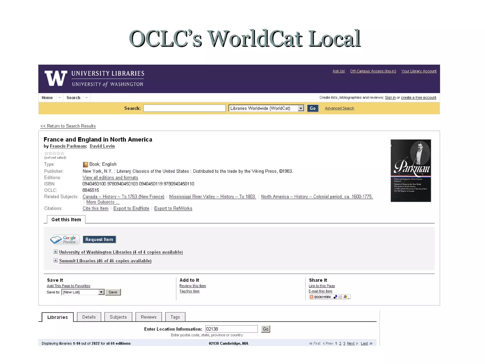 OCLC’s WorldCat Local 