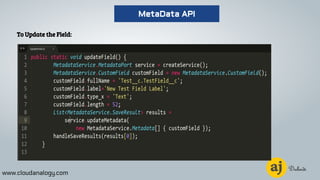 To Update the Field:
www.cloudanalogy.com
MetaData API
 