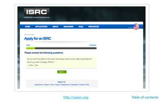 http://usisrc.org Table of contents
 