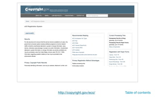 http://copyright.gov/eco/ Table of contents
 