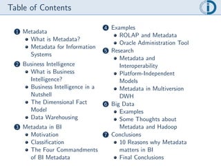 Metadata Intelligence Metadata in Business Intelligence | PDF