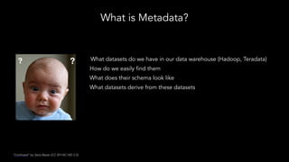 What is Metadata?
What datasets do we have in our data warehouse (Hadoop, Teradata)
How do we easily find them
What does t...