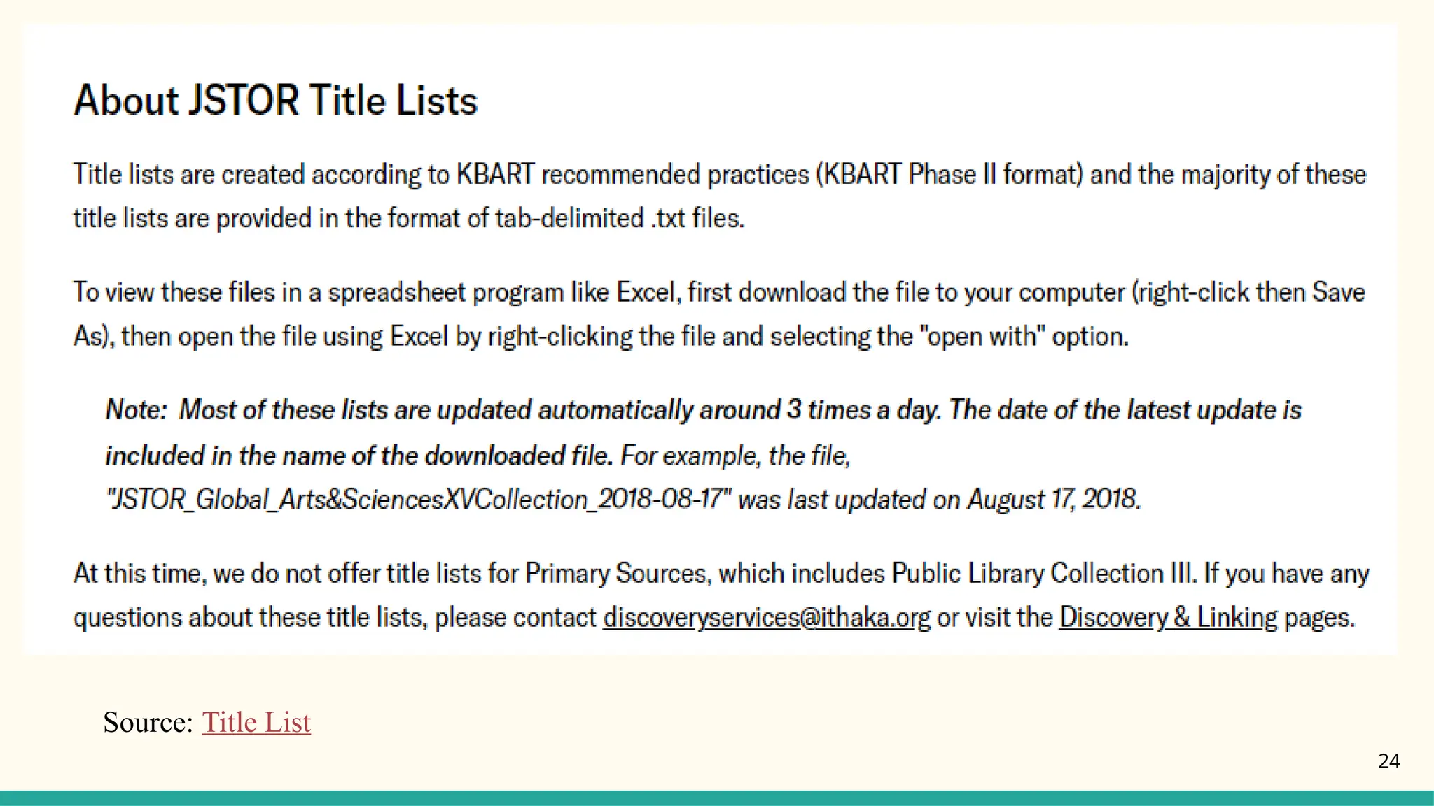 24
Source: Title List
 